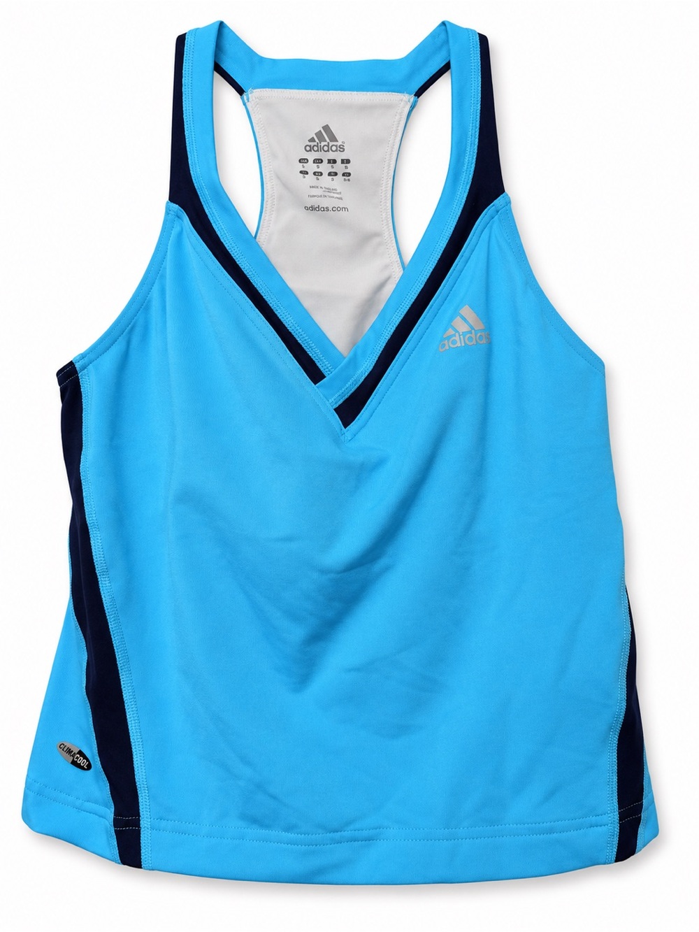 adidas Light Blue and Navy Racerback Sports Tank with built in Bra